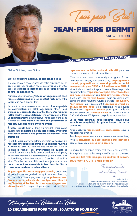 Jean-Pierre Dermit, Maire de Biot